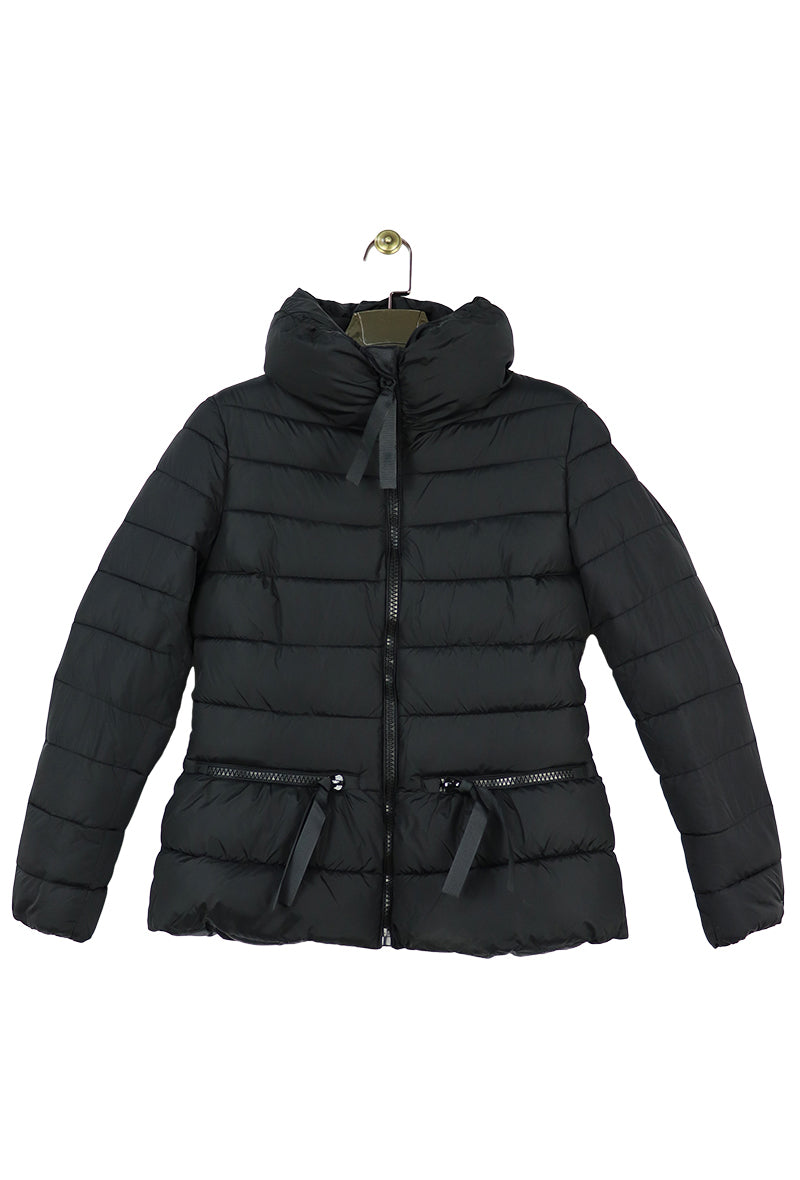 Black High Collar Fitted Jacket