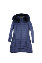 Load image into Gallery viewer, Navy Long Down Coat And Fur Hood
