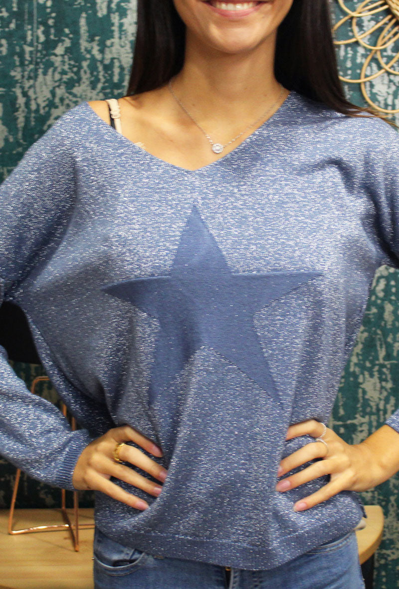 Blue Shimmer Star Jumper