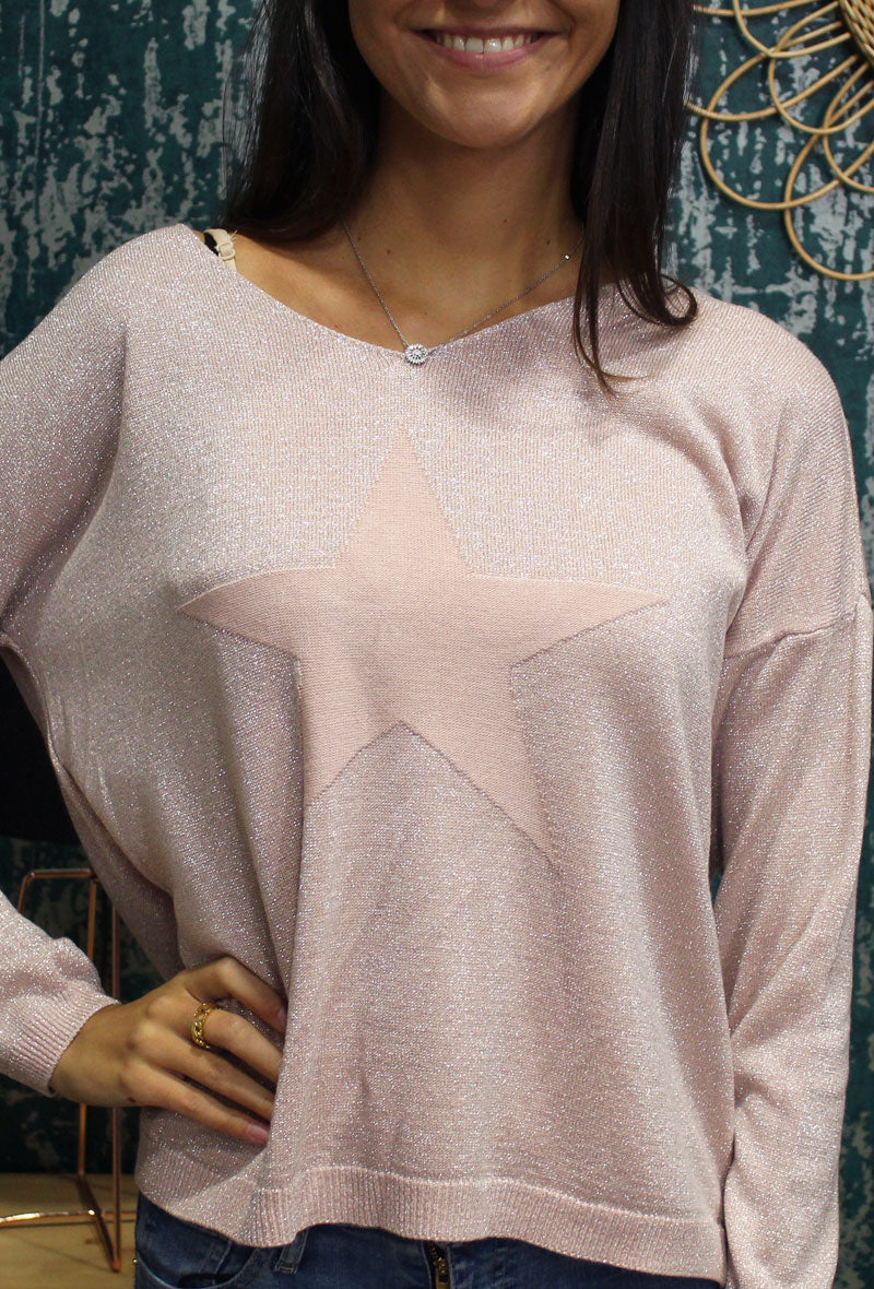 Dusty Pink Shimmer Star Jumper