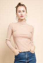 Load image into Gallery viewer, Beige Turtleneck Ribbed Jumper
