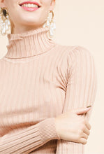 Load image into Gallery viewer, Beige Turtleneck Ribbed Jumper
