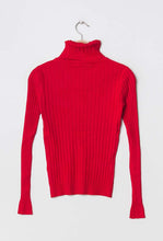 Load image into Gallery viewer, Red Turtleneck Ribbed Jumper
